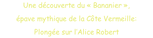 Une découverte du «&nbsp;Bananier&nbsp;»,  épave mythique de la Côte Vermeille: Plongée sur l’Alice Robert